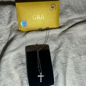 0.39 carat moissanite small cross necklace